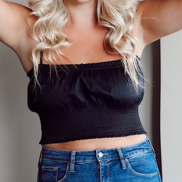 Danielle Bernstein Smocked Crop Top - Picture 1 of 3